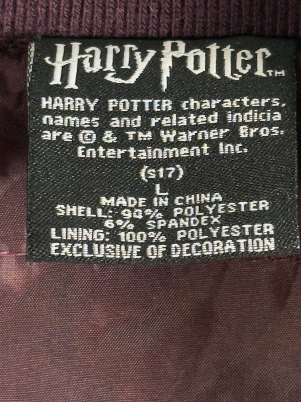 Harry Potter Hogwarts Satin Purple and Black Varsity Jacket Size L - Picture 7 of 8